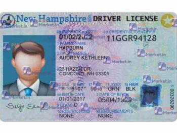 New Hampshire Drivers License Template (Front & Back) - PSDMarket.in