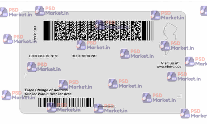 New Jersey Drivers License Template (Front & Back) 2 New Jersey Drivers License Template (Front & Back) - PSDMarket.in