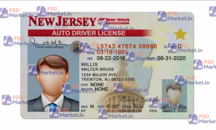 New Jersey Drivers License Template (Front & Back) 1 New Jersey Drivers License Template (Front & Back) - PSDMarket.in