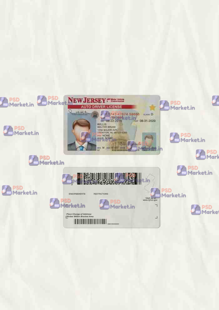 New Jersey Drivers License Template (scan) 1 New Jersey Drivers License Template (scan) - PSDMarket.in