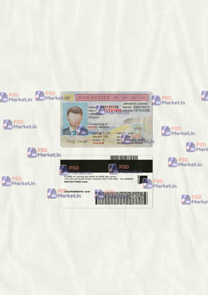 New Mexico Drivers License Template (scan) 1 New Mexico Drivers License Template (scan) - PSDMarket.in