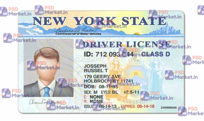 New York Drivers License Template (V1) 1 New York Driver's License Template (V1) - PSDMarket.in - With Border