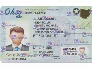 Ohio Drivers License Template (Front & Back) V2 - PSDMarket.in