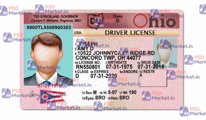 Ohio Drivers License Template (V1) 1 Ohio Drivers License Template (V1) - PSDMarket.in