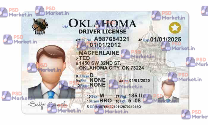 Oklahoma Drivers License Template (New) 1 Oklahoma Drivers License Template (New) - PSDMarket.in