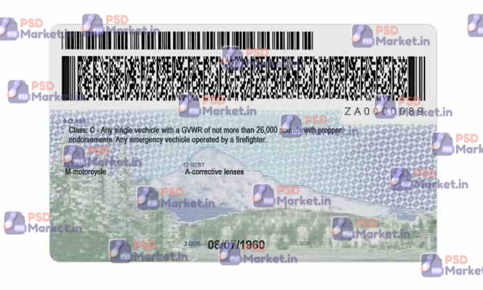 Oregon Drivers License Template (Front & Back) 2 Oregon Drivers License Template (Front & Back) - PSDMarket.in