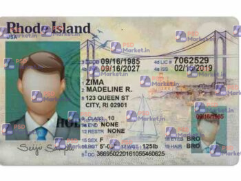 Rhode Island Drivers License Template (Front & Back) - PSDMarket.in