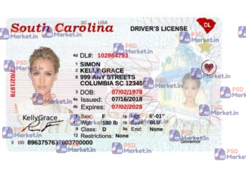 South Carolina Drivers License Template - PSDMarket.in
