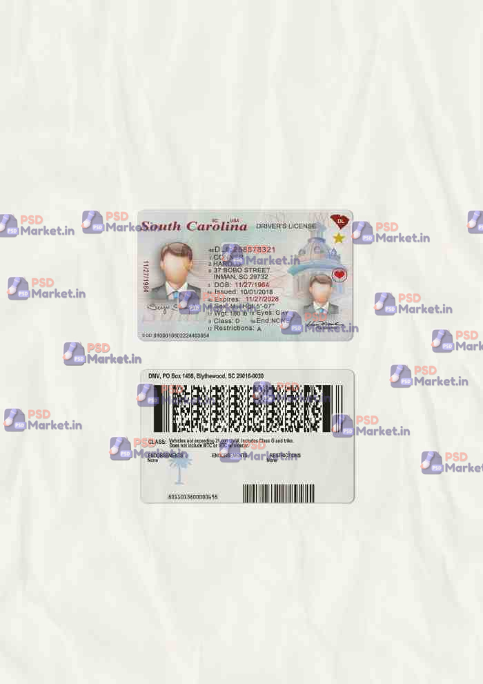 South Carolina Drivers License Template (scan) V2 1 South Carolina Drivers License Template (scan) V2 - PSDMarket.in