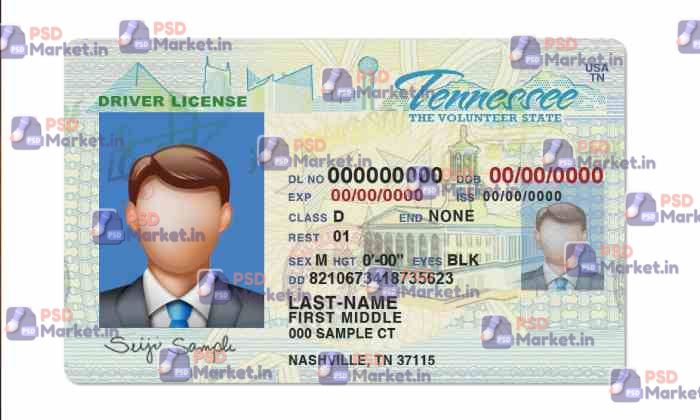 Tennessee Drivers License Template (Front & Back) V2 1 Tennessee Drivers License Template (Front & Back) V2 - PSDMarket.in