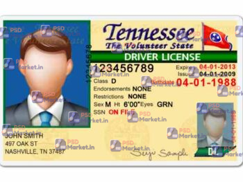 Tennessee Drivers License Template (V1) - PSDMarket.in