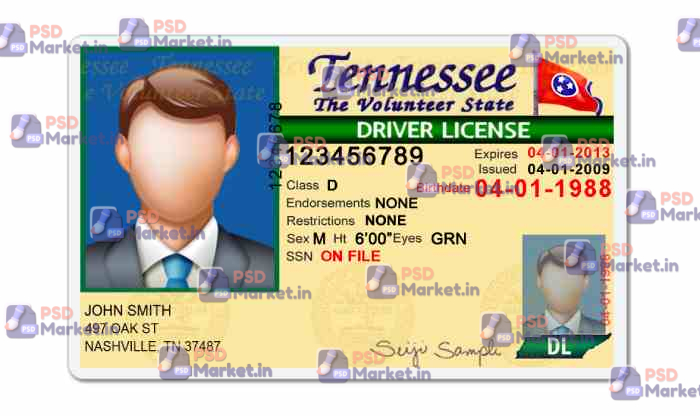 Tennessee Drivers License Template (V1) 1 Tennessee Drivers License Template (V1) - PSDMarket.in