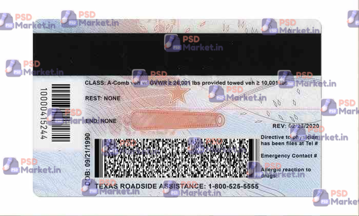 Texas Drivers License Template (Front & Back) V2 2 Texas Drivers License Template (Front & Back) V2 - PSDMarket.in