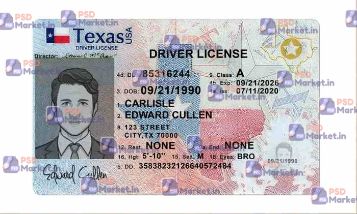 Texas Drivers License Template (Front & Back) V2 1 Texas Drivers License Template (Front & Back) V2 - PSDMarket.in