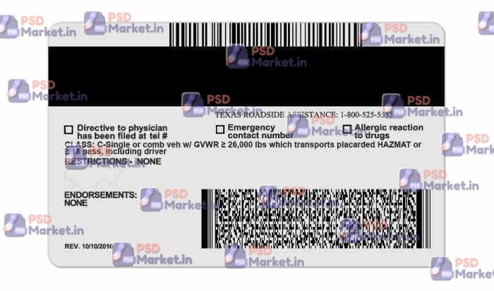 Texas Drivers License Template (Front & Back) 2 Texas Drivers License Template - Updated - PSDMarket.in