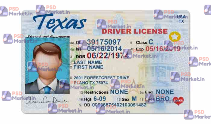 Texas Drivers License Template (Front & Back) 1 Texas Drivers License Template - Updated - PSDMarket.in