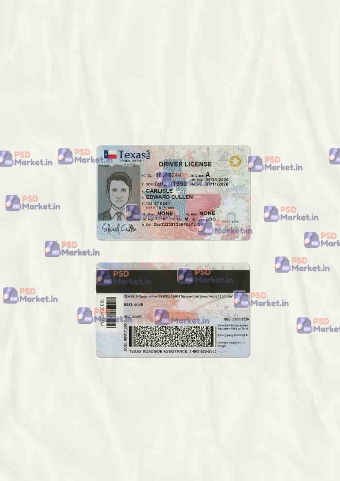 Texas Drivers License Template (scan) V2 1 Texas Drivers License Template (scan) V2 - PSDMarket.in