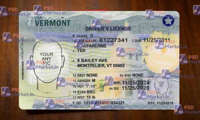 Vermont Drivers License Template (Bundle) 1 Vermont Drivers License Template (NEW) - (Bundel) - PSDMarket.in