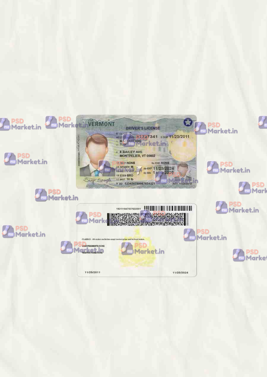 Vermont Drivers License Template (Bundle) 3 Vermont Drivers License Template (NEW) - (Bundel) - PSDMarket.in