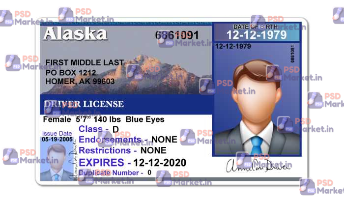 Alaska Drivers License Template (V1) 2 Alaska Drivers License Template (V1) - PSDMarket.in