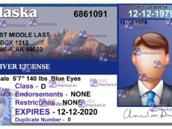 Alaska Drivers License Template (V1) - PSDMarket.in