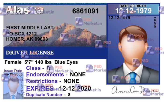 Alaska Drivers License Template (V1) 1 Alaska Drivers License Template (V1) - PSDMarket.in