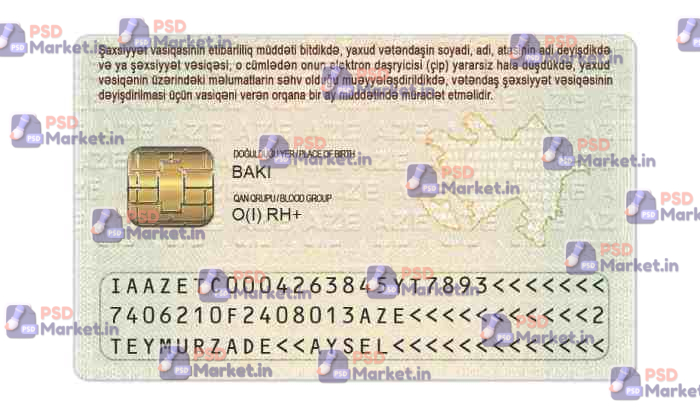 Azerbaijan ID Card Template (Front & Back) 2 Azerbaijan ID Card Template (Front & Back) - PSDMarket.in