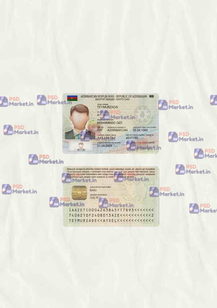 Azerbaijan ID Card Template (scan) 1 Azerbaijan ID Card Template (scan) - PSDMarket.in