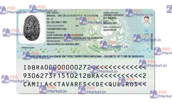 Brazil ID Card Template (Front & Back) 2 Brazil ID Card Template (Front & Back) - PSDMarket.in