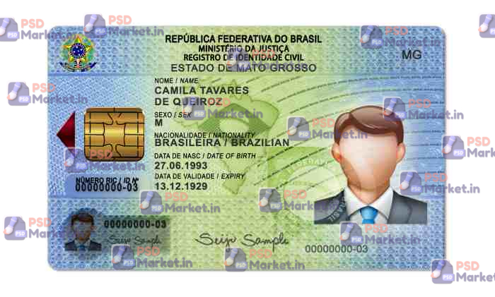 Brazil ID Card Template (Front & Back) 1 Brazil ID Card Template (Front & Back) - PSDMarket.in