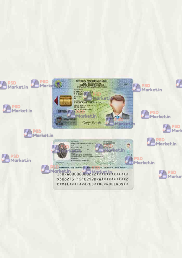 Brazil ID Card Template (scan) 1 Brazil ID Card Template (scan) - PSDMarket.in