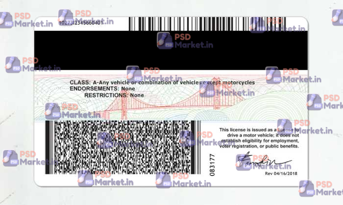 California Drivers License Template (Front & Back) V1 2 California Drivers License Template (Front & Back) V1 - PSDMarket.in
