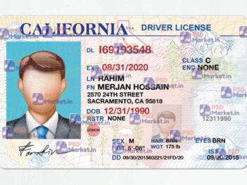 California Drivers License Template (Front & Back) V1 - PSDMarket.in