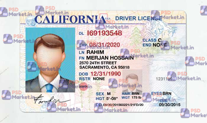 California Drivers License Template (Front & Back) V1 1 California Drivers License Template (Front & Back) V1 - PSDMarket.in