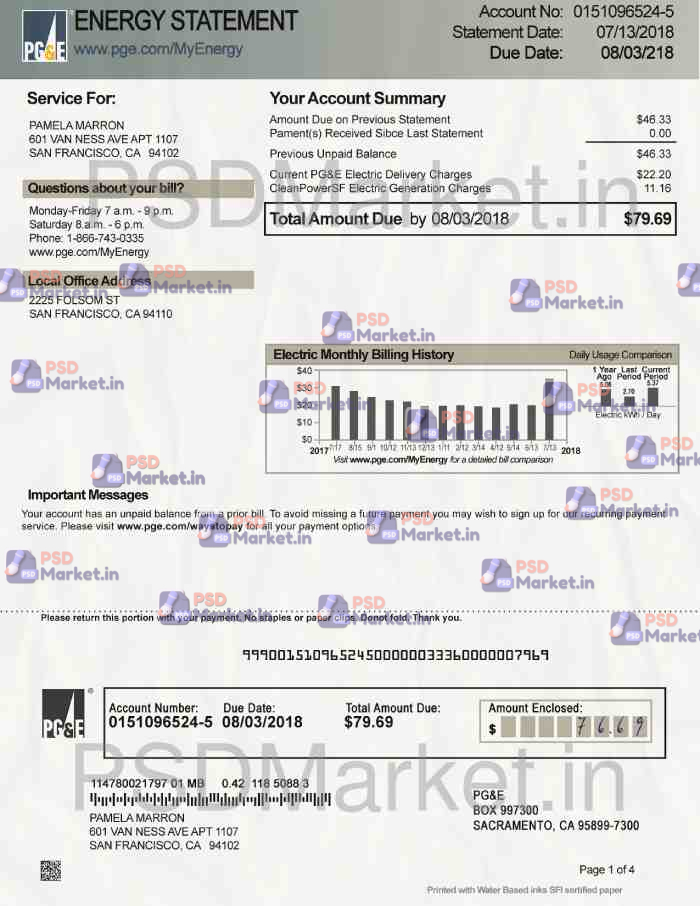 California Utility Bill Template 1 California Utility Bill Template - PSDMarket.in