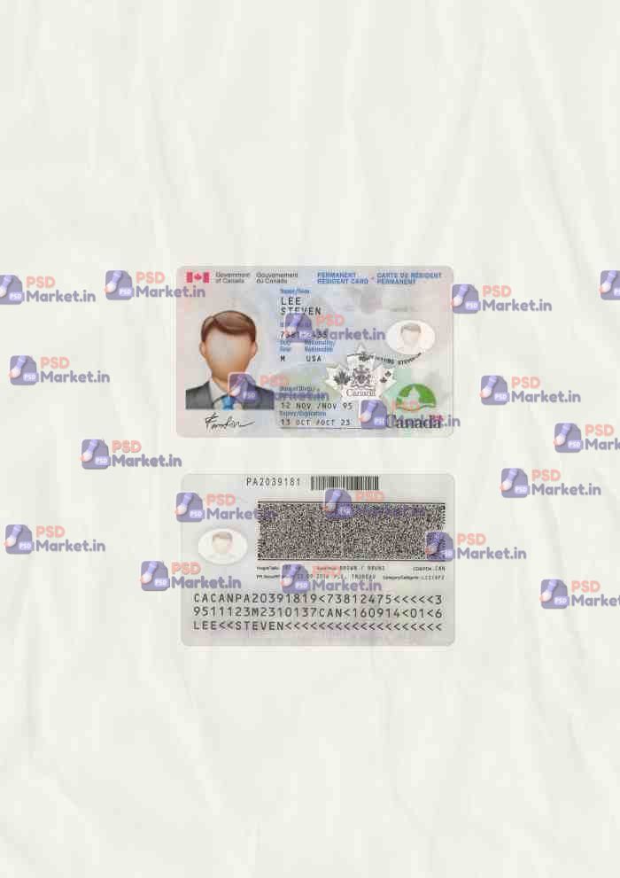 Canada ID Card Template (scan) 1 Canada ID Card Template (scan) - PSDMarket.in
