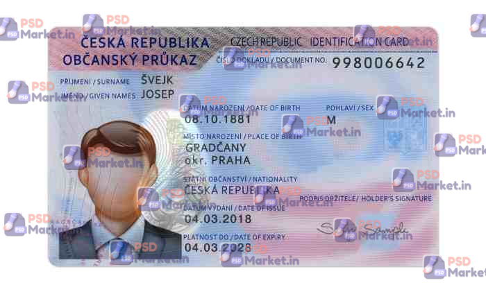 Czech Republic ID Card Template (Front & Back) 1 Czech Republic ID Card Template (Front & Back) - PSDMarket.in