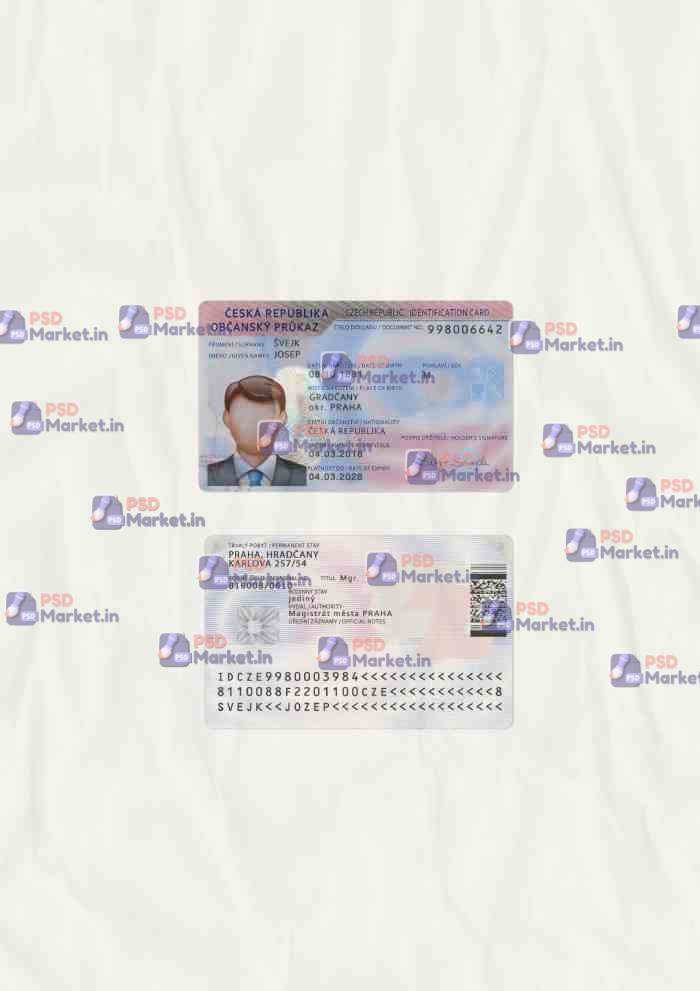 Czech Republic ID Card Template (scan) 1 Czech Republic ID Card Template (scan) - PSDMarket.in