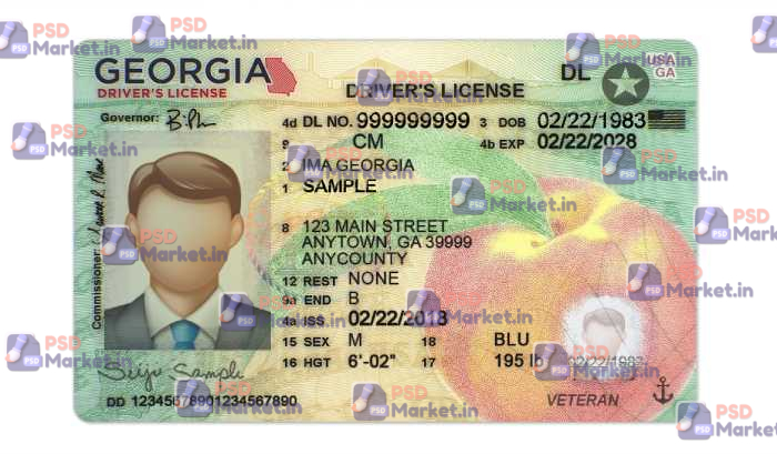 Georgia Drivers License Template (Front & Back) V1 1 Georgia Drivers License Template (Front & Back) V1 - PSDMarket.in