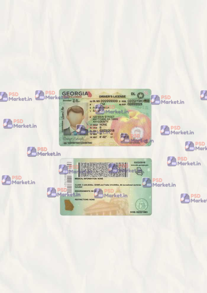Georgia Drivers License Template (scan) V1 1 Georgia Drivers License Template (scan) V1 - PSDMarket.in