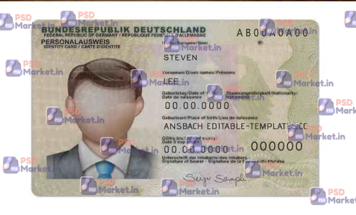 Germany ID Card Template (Front & Back) V1 1 Germany ID Card Template (Front & Back) V1 - PSDMarket.in