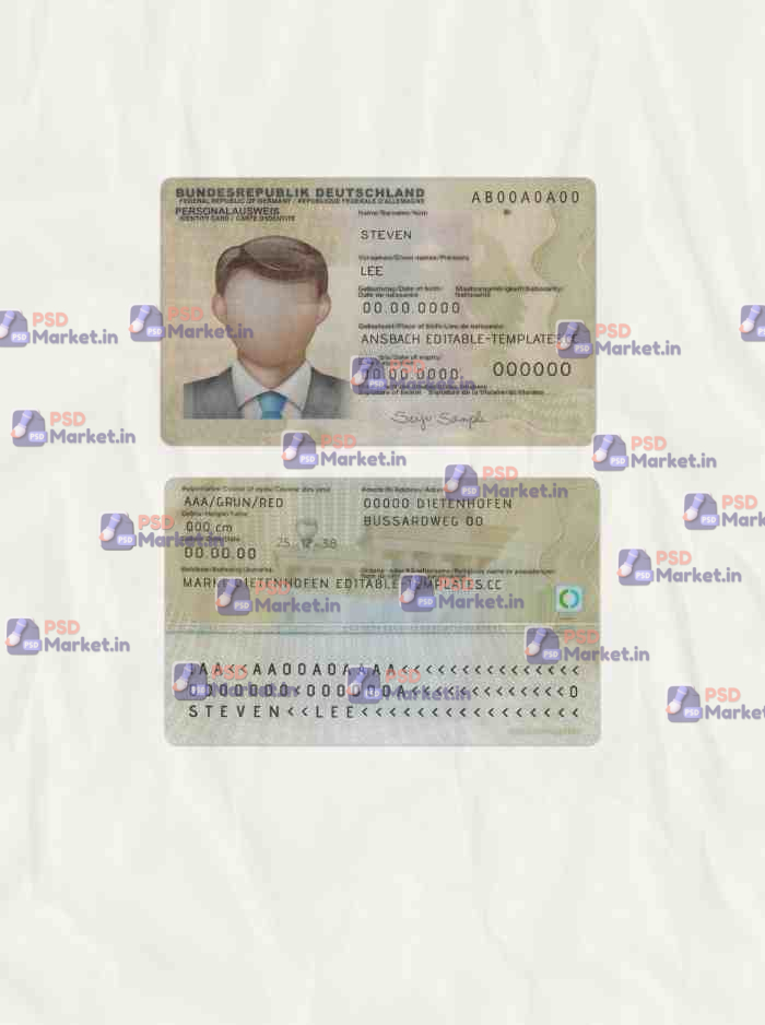 Germany ID Card Template (scan) V1 1 Germany ID Card Template (scan) V1 - PSDMarket.in