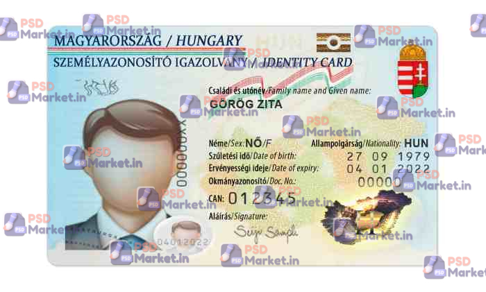Hungary ID Card Template (Front & Back) 1 Hungary ID Card Template (Front & Back) - PSDMarket.in