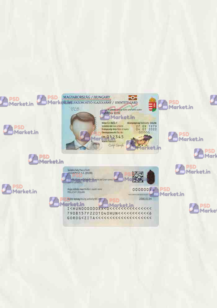 Hungary ID Card Template (scan) 1 Hungary ID Card Template (scan) - PSDMarket.in
