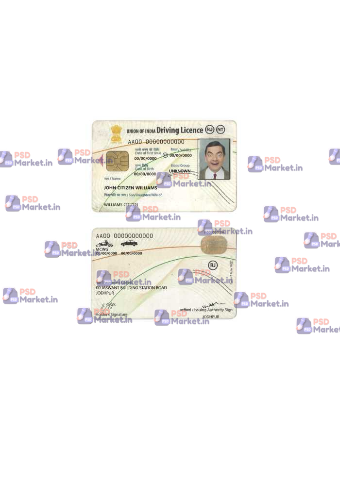Indian Drivers License Template 1 Indian Drivers License Template - PSDMarket.in
