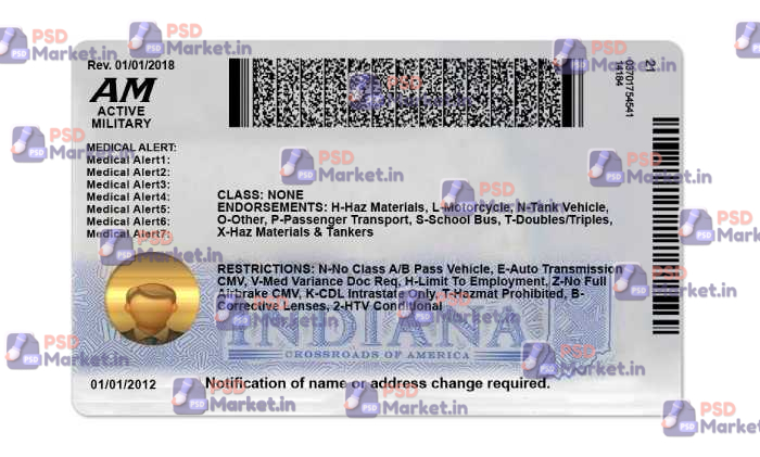 Indiana Drivers License Template Car (V2) 2 Indiana Drivers License Template Car (V2) - Image 2