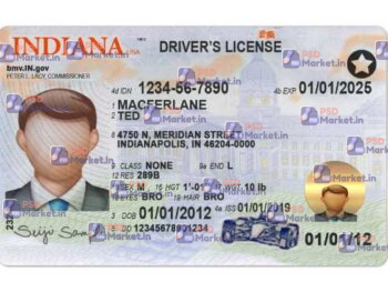 Indiana Drivers License Template Car (V2) - PSDMarket.in