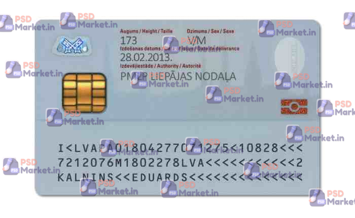 Latvia ID Card Template (Front & Back) 2 Latvia ID Card Template (Front & Back) - PSDMarket.in
