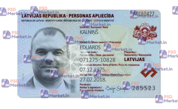 Latvia ID Card Template (Front & Back) 1 Latvia ID Card Template (Front & Back) - PSDMarket.in