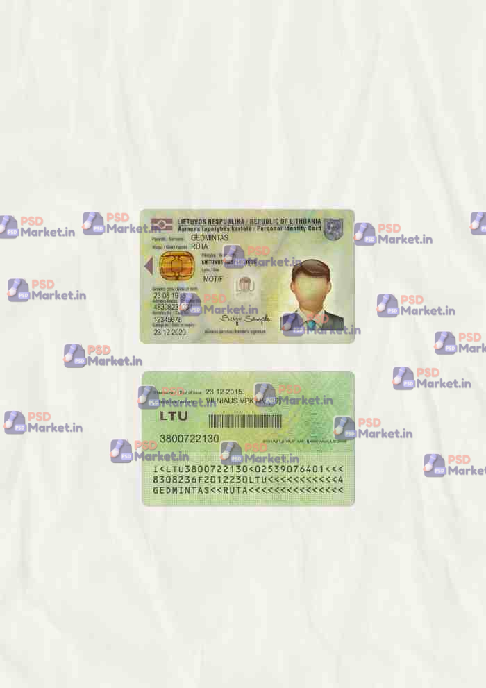 Lithuania ID Card Template (scan) 1 Lithuania ID Card Template (scan) - PSDMarket.in